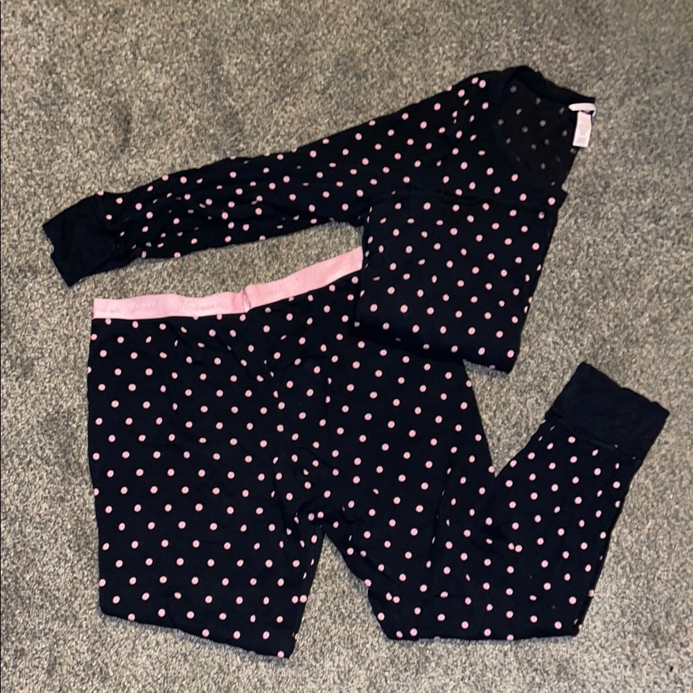 Victoria's Secret Pink and Black Pajama Set with Playful Design
